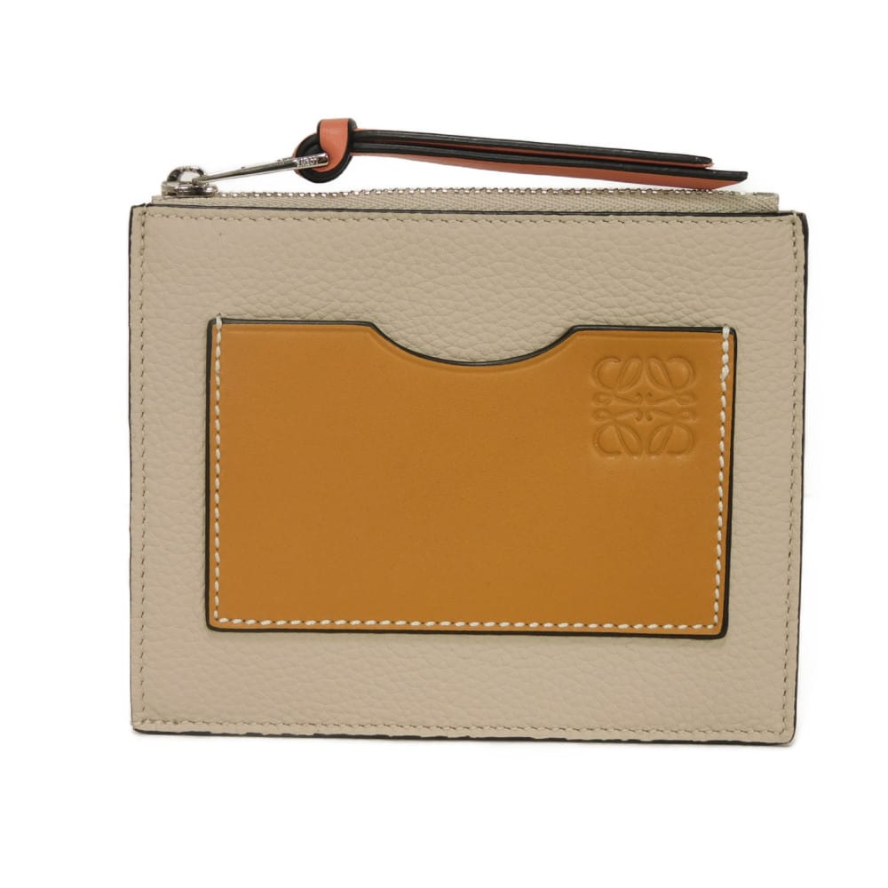 ロエベ LOEWE コインケース 真四角 鋳貨 歌留多保持者 ラージ お前さん 子ウシ グレージュ 美品 アナ瓦 ライトオーツ C660O37X01 メンズ レディースサイフ 雅びやか 御前上等 雅びやか 成年者 ブランド名【中古】