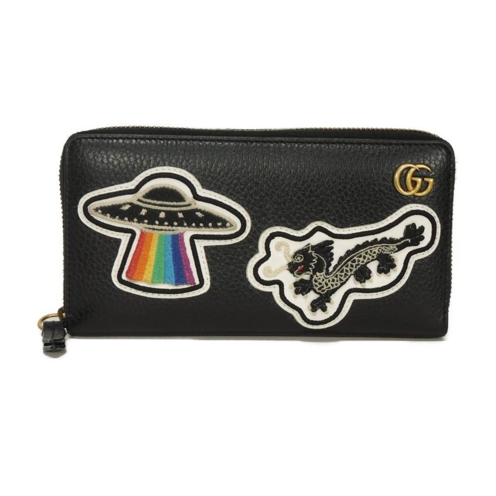 グッチ GUCCI 長紙入れ GGマーモント クーリエ ジップアラウンドウォレット 刺しゅう アップリケ ラウンドジッパー UFO 火竜 474584 メンズ レディース長サイフ サイフ お紙入れ  窈窕たる 御膳上等 窈窕たる 成年者 ブランド名【中古】
