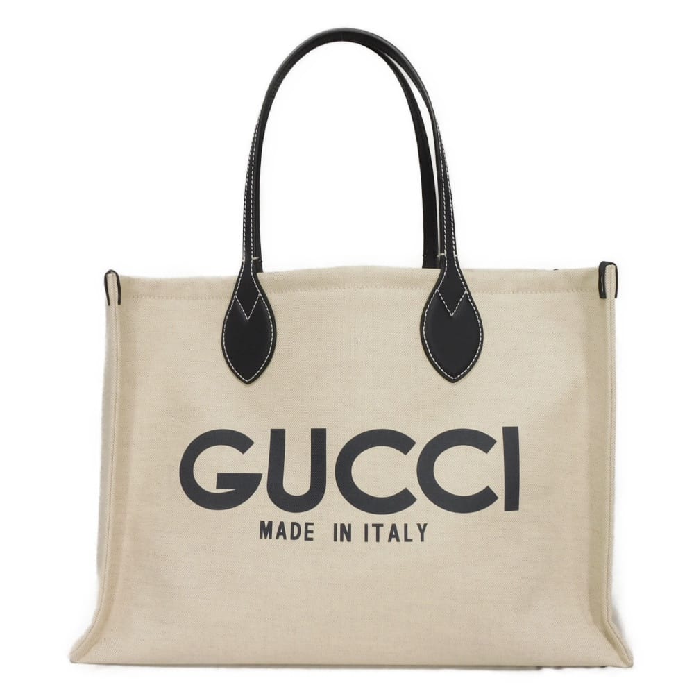グッチ GUCCI トートバッグ ロゴ プリント ミディアム トート カーフ ダークブルー 日本限定 GGスプリーム コットンリネン ナチュラル 772176 FACUL 8941 メンズ レディースバッグ かばん エレガント 高級 上品 大人 ブランド【中古】|BRANDSHOP KRONE 店