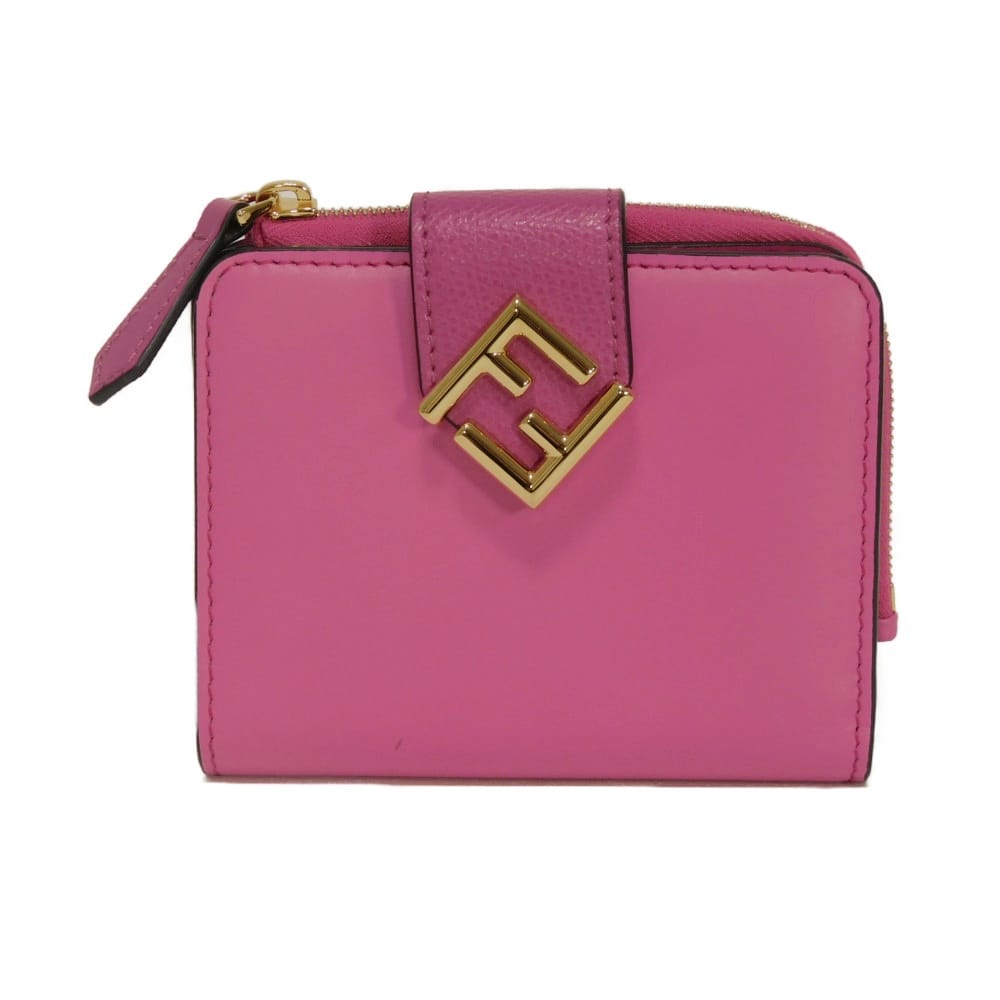 フェンディ FENDI 二つ折り財布 FFダイヤモンド コンパクト ウォレット スムース グレイン L字ファスナー FFロゴ フューシャ 8M0490 ALWA F1N1E レディース サイフ お札入れ エレガント 高級 上品 大人 ブランド【中古】｜BRANDSHOP　KRONE　店 27,216円