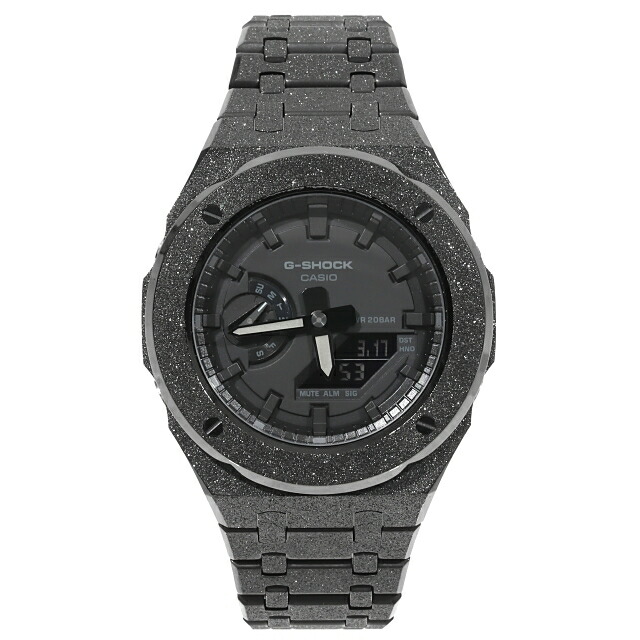 G-SHOCK GA2100 フロステッド カスタム 黒いことアウト カシオーク材 ステンレス鋼製 艶消しひな形 Frosted Edition BLACK OUT
