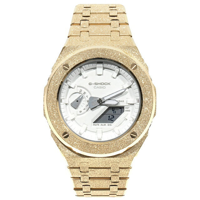 G-SHOCK GA2100 フロステッドゴールド 金属元素カスタム カシオーク材 CASIOAK 白いこと文字記号盤 ステンレス鋼製