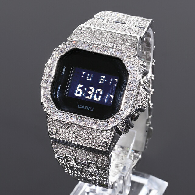 カスタムG-SHOCKDW6900ゴールド文字盤CZダイヤカスタム尾錠ホワイトゴールドCZダイヤ(キュービックジルコニア)ゴールド【未使用品】【中古】