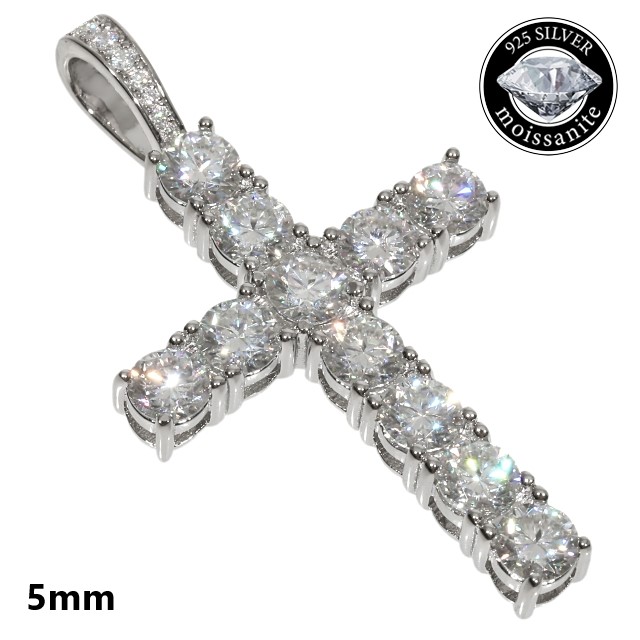 モアサナイト　クロス型トップ モアサナイト クロス ペンダント ネックレス メンズ シルバー KRKC