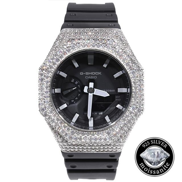 G-SHOCK CASIO カシオーク　シルバー 腕時計ジルコニア、モアサナイト G-SHOCK - G-SHOCK カスタム GA2100 モアサナイト Moissanite