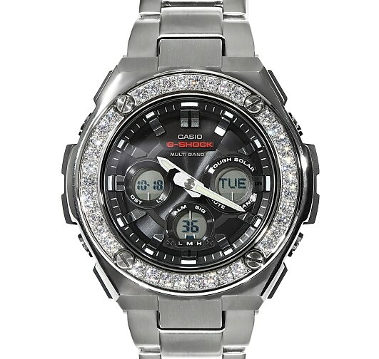 G-SHOCK Gスチール GST ｗ310 大粒CZダイヤ（キュービックジルコニア）ミドルサイズ G-Steel メタルバンド Kronic クロニック　時計 プレゼント メンズ ギフト お祝い 誕生日【未使用品】【中古】【保証付き】※動画あり｜KRONIC Gold and Jewelry