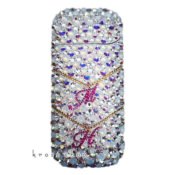 税込 アイコス Iqos 2 4 Plus 本体 電子タバコ ホワイト デコ スワロフスキー キラキラ クリスタル オーロラベース ホワイトのジュエリーイニシャル入れ 名入れ アイコスキャップデコ キャップ デコレーション ケースやカバーではなく本体にデコ Fucoa Cl