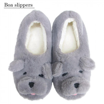 Boa Slippers ボア家庭用スリッパ うたたね洋犬スリッパ M号数 22 24cm 鼠色 Hotjobsafrica Org