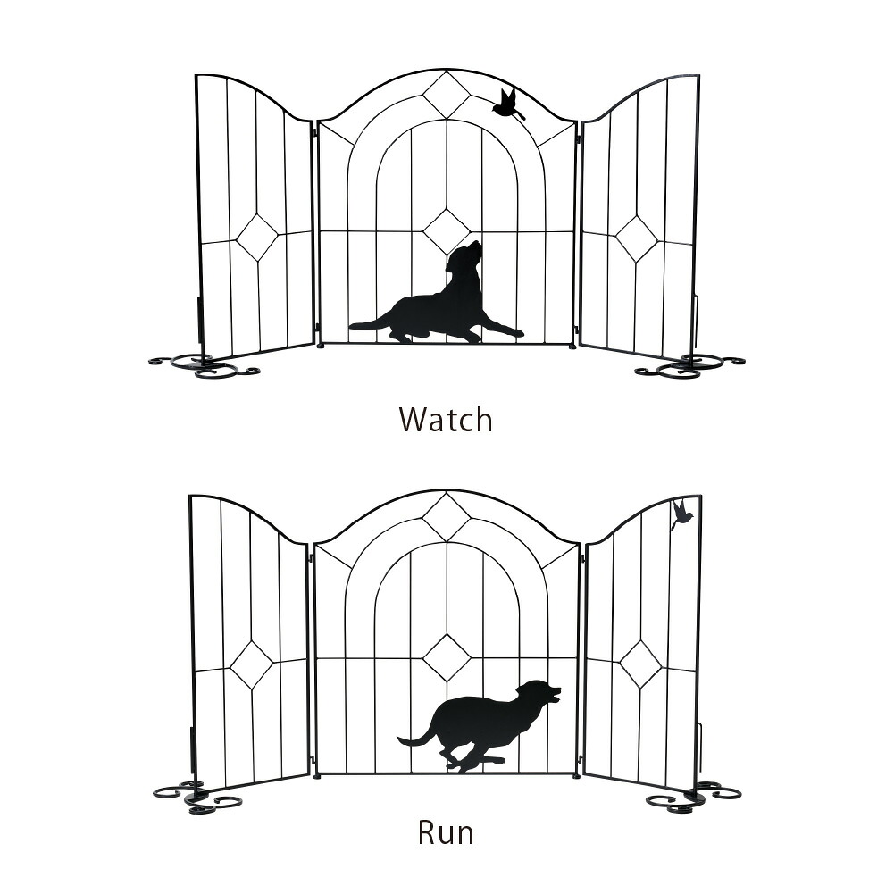 【メーカー直送】シルエットゲート　DOG　(Watch/run) イヌ　柵　野外　室内　犬