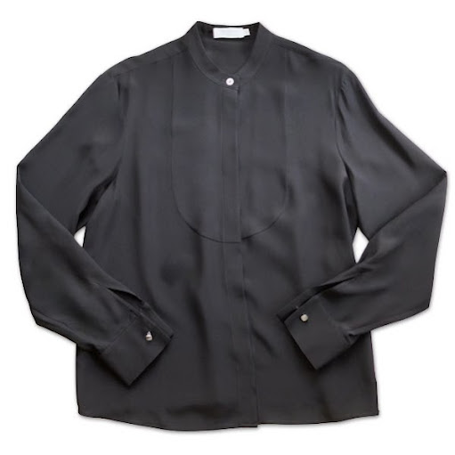 BARBA バルバ レディス シルクバンドカラーシャツ【送料無料】 ブラウス ロングスリーブ イタリア製 絹 ブラック｜Mens Ladys SelectShop クランチ