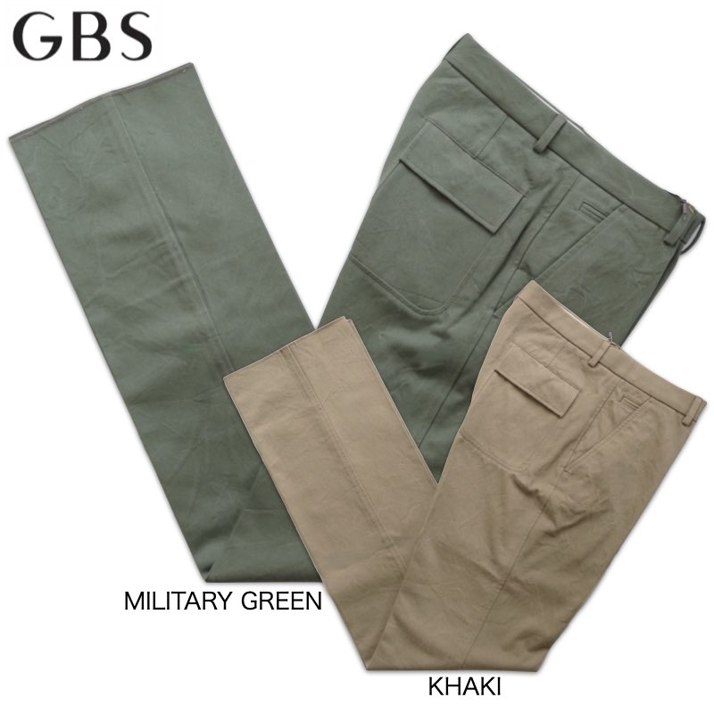 GBS trousers ジービーエス トラウザース ウォッシュドヘビーコットンパンツ 2002 3934【イタリア製】【送料無料】【春夏】【オールシーズン】ミリタリーグリーン カーキ 綿パン ストレート クラッシックスタイル アーカイブ｜Mens Ladys SelectShop クランチ
