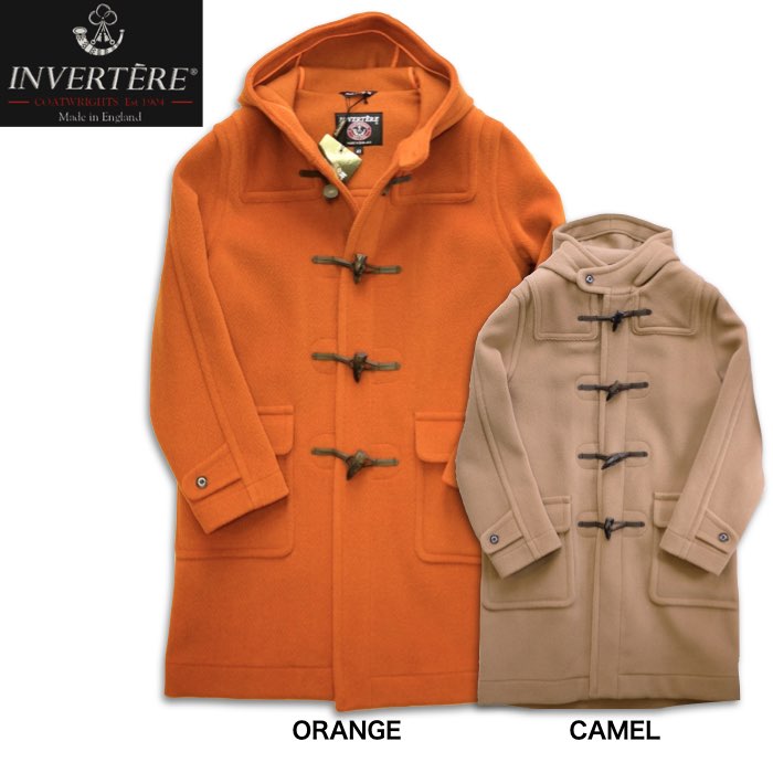 INVERTERE インバーティア メンズ Joshua Ellis 杉綾模様 ダッフルコート NEWTON ABBOT IV242JE25011 オレンジ色 駱駝 ORANGE CAMEL【国内定め事品】【連合王国製】エルメスオレンジ色 ベージュ 定番 ジョシュアエリス 羊毛