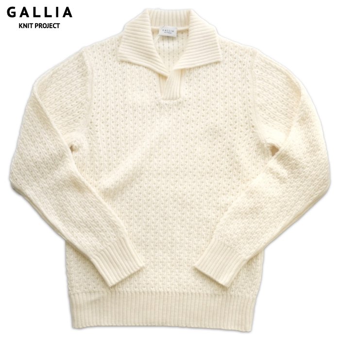 【大売り出し20】GALLIA KNIT PROJECT ガッリア 編み物事業計画 メンズ 真っただ中ゲージ編み柄旗がしら編み物 BRECKET【秋冬】【貨物輸送無料】【イタリア製】象牙色 ５ゲージ 生み出すことり