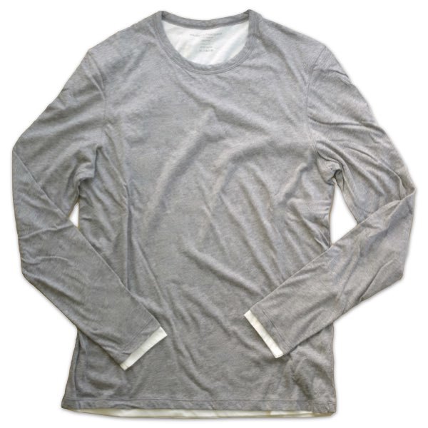 Majestic Filatures マジェスティック フィラチュール メンズ ２枚重ねロングTシャツ M342 HTS207【オールシーズン】【送料無料】【ポルトガル製】グレーX白 重ね着風 ロンT ギフト