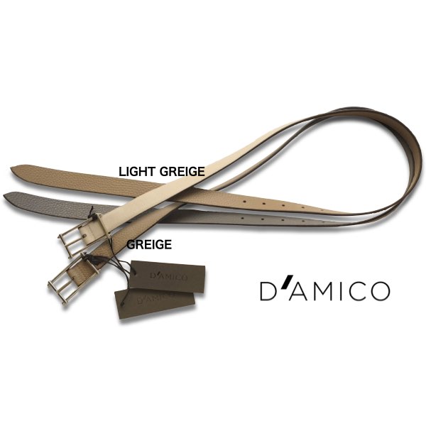 ダミコ D'AMICO リバーシブルレザーベルト ACU2525 ライトグレージュ・グレージュ【イタリア製】【送料無料】2.5cm幅 型押しレザー ギフト プレゼント｜Mens Ladys SelectShop クランチ