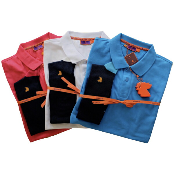 GALLO ガッロ ポロシャツ＋ホーズ GIFTセット ピンク・ホワイト・ブルー【セール】【メール便可】ソックスつき｜Mens Ladys SelectShop クランチ