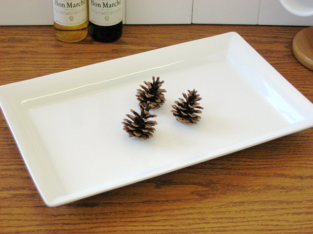 フォンテ 角プラター 34.5cm×22.1cm×高さ3.4cm 大皿 フラット パーティ用 スクエア 長角皿 白い食器 洋食器 業務用