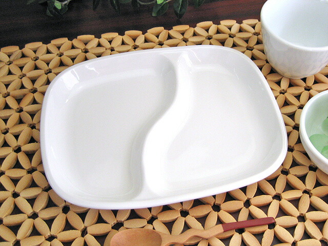 楽天市場】3つ仕切り スクエア ランチプレート 25cm 軽い 陶器 白い