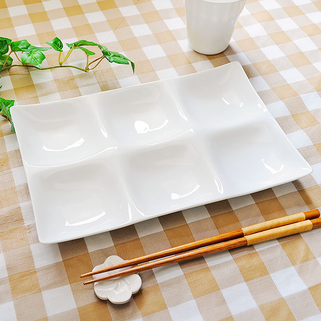 楽天市場】3つ仕切り スクエア ランチプレート 25cm 軽い 陶器 白い