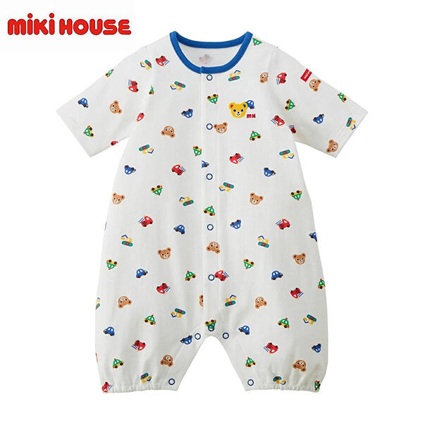 ★★【貨物輸送無料】ミキハウス mikihouse  プッチー＆クルマプレオール 50-60珊 日本製 ベビー服 ちびっ子服 ロンパース お嬢さん お坊っちゃん 乳飲み子 新生児 差し上げ物 祝賀会 差し上げ物 生み出すこと祝賀会 前くい違い 15%OFF