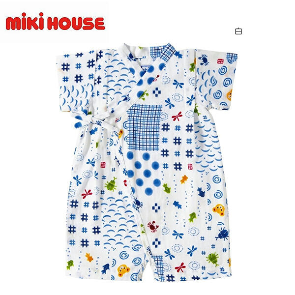 ★★【貨物輸送無料】ミキハウス mikihouseパッチワーク柄 プッチー 甚平櫂 SS(50-60糎)・S(60-70糎)・M(70-80糎) 日本製 もの言う花備品 もの言う花 乳飲み子 お坊っちゃん 御姉さん 夏まつり お儀式用 10%OFF
