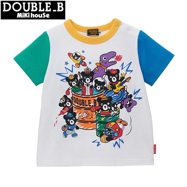 ★★【送料無料】10%OFF SALE ミキハウス ダブルＢ mikihouse アルファベット 総柄シリーズ 半袖Ｔシャツ 80cm・90cm・100cm・110cm・120cm・130cm 140cm ベビー服 キッズ 子供服 こども 男の子 女の子 トップス 半そで