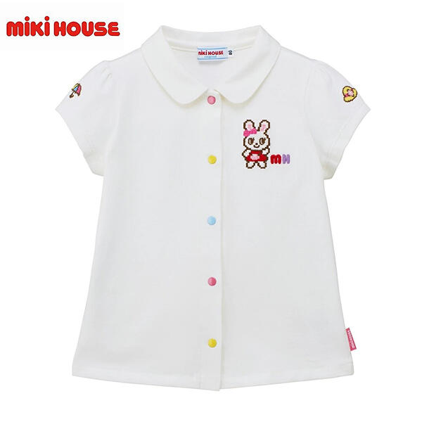 ★★【送料無料】10%OFF SALE ミキハウス mikihouse うさこ半袖ブラウス 70cm・80cm・90cm・100cm・110cm・120cm 日本製 ベビー服 キッズ 子供服 こども 男の子 女の子 はんそで おでかけ