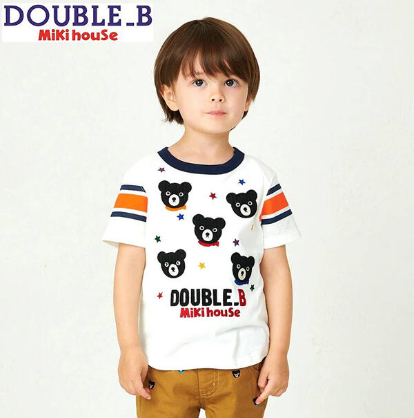 〇〇【35%OFF】ダブルB（DOUBLE.B）ミキハウス mikihouse Bくん×はやりっ児柄 半袖プルオーバー 100糎110糎120糎130糎140糎 ベビー服 キッズ 赤ちゃん服 こども お坊っちゃん 御姉さん トップス はんそで
