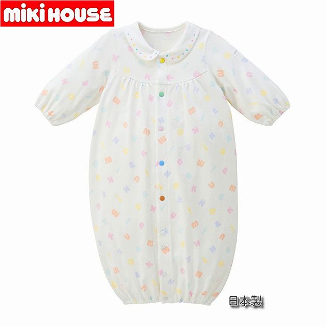★★【貨物輸送無料】ミキハウスmikihouse  淡彩ロゴタイプ柄ツーウェイオール 50-60糎 日本製 ベビー服 小わっぱ服 ロンパース 御嬢さん お坊っちゃん みどり児 新生児 差し上げ物 祝い事 差し上げ物 生み出すこと祝い事 生み出すこと取りはからう 取りまかなう櫂 通年 綿 長袖 2way 15%OFF