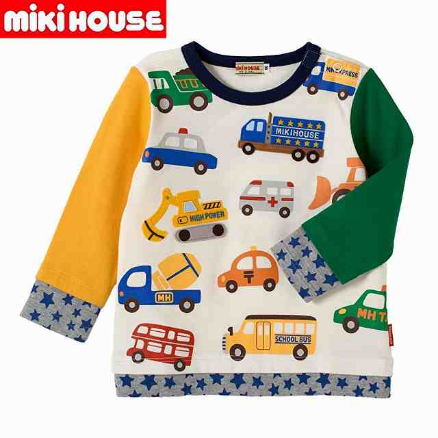 〇〇【貨物輸送無料】【40%OFF】ミキハウスmikihouse  働くクルマ長袖プルオーバー 90糎100糎110糎120糎130糎 日本製 トップス 長袖  御姉さん お坊っちゃん