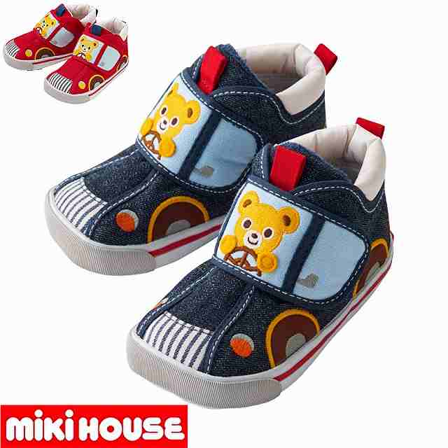 ★★【10%OFF】ミキハウス mikihouse クルマモチーフマジックテープ セカンドベビーシューズ 13cm・13.5cm・14cm・14.5cm・15cm・15.5cm 16cm 日本製 男の子 女の子 鞄 キッズ