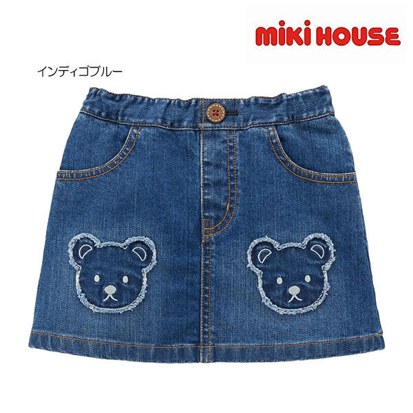 ★★【貨物輸送無料】ミキハウス mikihouse ベアデニムスカート SS大きさ(80-90)S大きさ(100-110)M大きさ(120-130) ベビー服 キッズ ちびっ子服 こども お嬢さん ボトムス 照合のしるし柄 お出かけ10%OFF