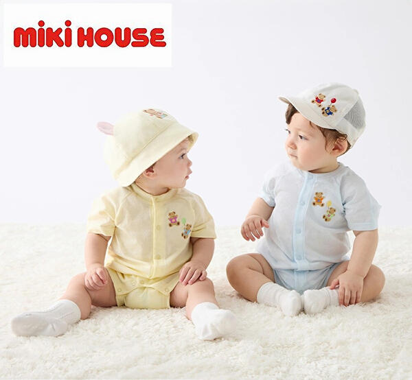 ★★【貨物輸送無料】ミキハウス mikihouse 紋章縫い付き添い人 半袖遊撃手櫂 70珊・80珊・90珊 日本製 ベビー服 ちびっ子服 ロンパース お嬢さん お坊っちゃん 前くい違い 15%OFF