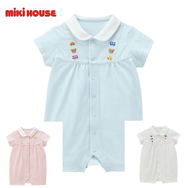 ★★【貨物輸送無料】ミキハウス mikihouse アニマルモチーフ 縫い入り口・入口 半袖遊撃手櫂 70珊・80珊 日本製 ベビー服 ちびっ子服 ロンパース お嬢さん お坊っちゃん 前くい違い 15%OFF