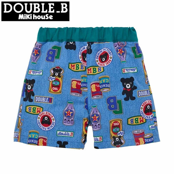 〇〇【送料無料】ダブルB（DOUBLE.B）ミキハウス mikihouse Bくん総柄5分丈パンツ 90cm100cm110cm120cm ベビー服 キッズ 子供服 こども 男の子 女の子 ボトムス ズボン｜ＫＩＤＳ-ＳＴＹＬＥ　ホアシ
