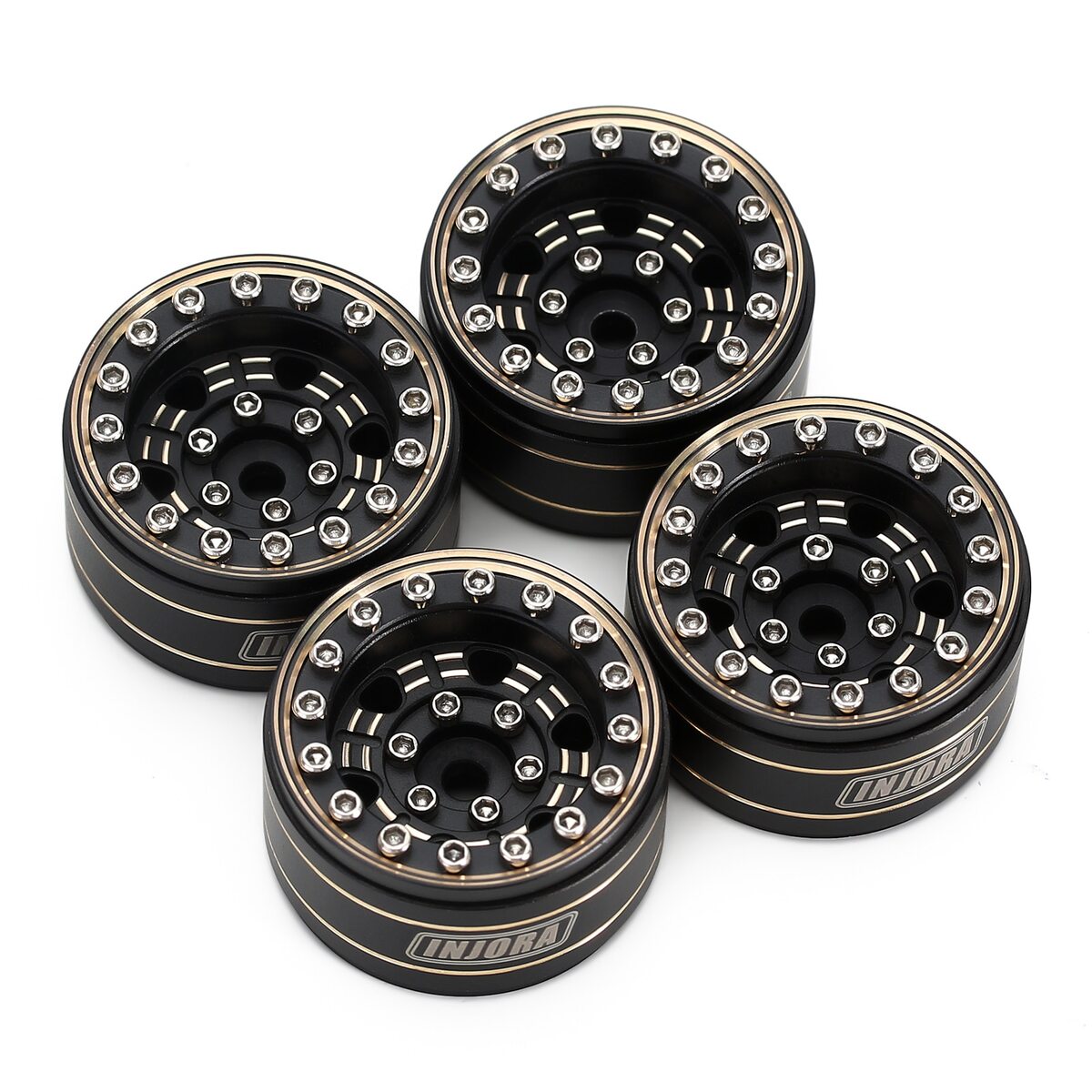 1/18 ロッククローラーRC  ホイール 1.0 INJORA オフセット 3.15mm ブラック真鍮
