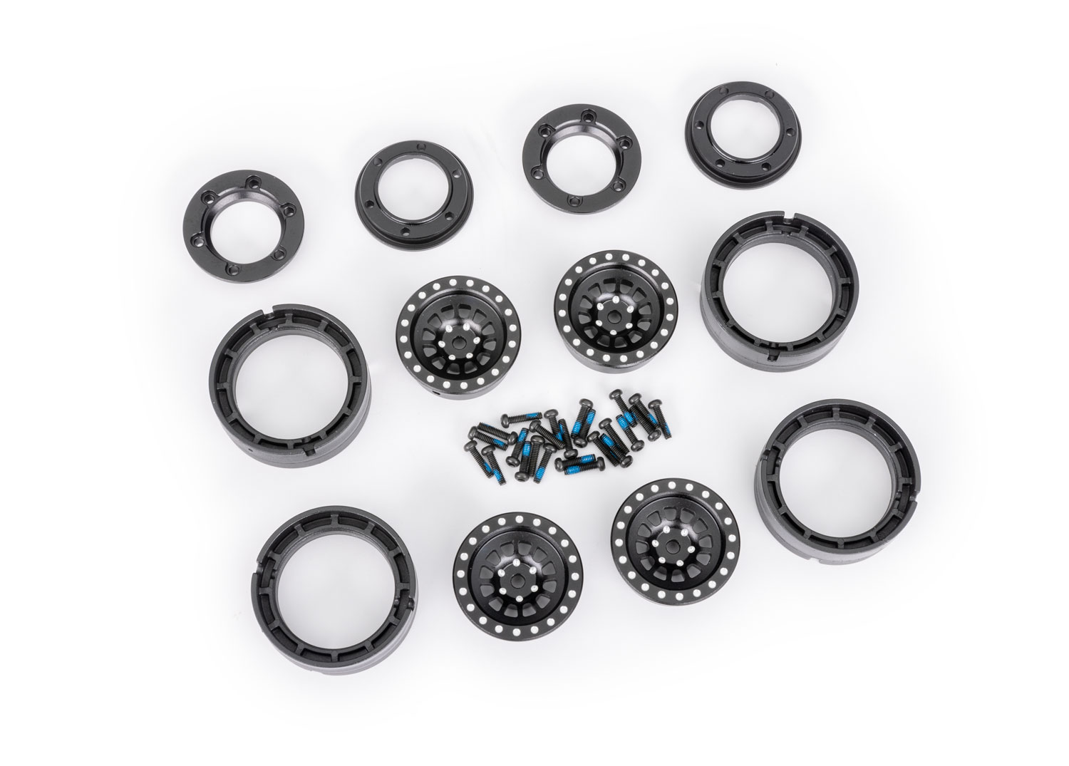 トラクサス 1/18 TRX-4M ホイール 1.0 インチ アルミニウムホイール  (4) 2x8mm BCS (24) 9881-BLK