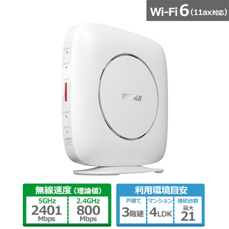 バッファロー(BUFFALO) WNR-3000AX4/2S IPv6 Wi-Fi 6 対応ルーター