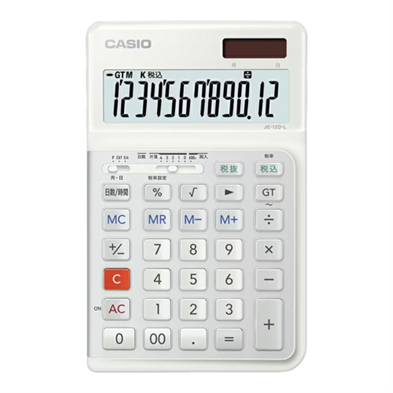 カシオ計算機 人間工学電卓　左手用　ジャストタイプ JE-12D-L-WE-N