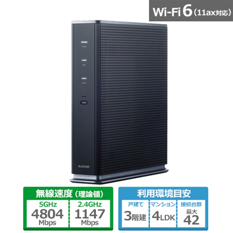 楽天市場】エレコム WiFi 無線LAN ルーター WiFi6 11ax.ac.n.a.g.b