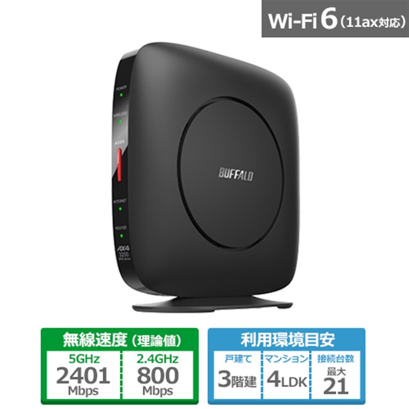 在庫目安：予約受付中】 バッファロー WSR-5400AX6P-WH 無線LAN親機