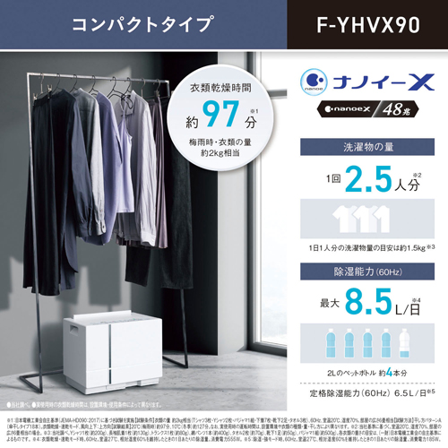 Panasonic（パナソニック） ハイブリッド方式 衣類乾燥除湿機 F-YHVX90