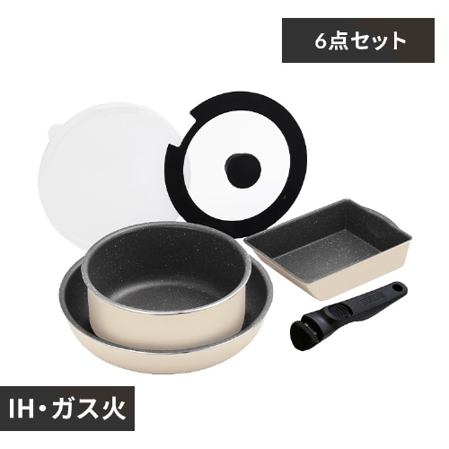【納期約3週間】アイリスオーヤマ(IRIS) ダイヤモンドコートパン IH 6点セット DCI-T6S アイボリー 7,369円