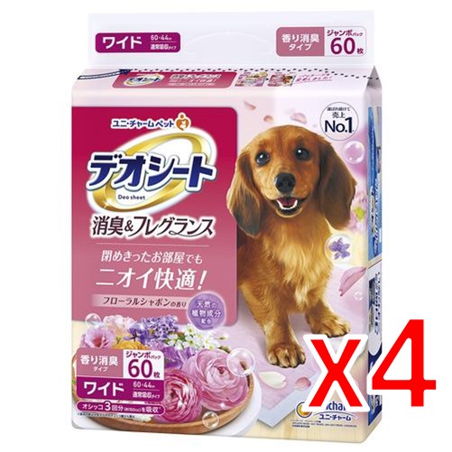 【納期約2週間】(229590)x4　ユニ・チャーム デオシート消臭FシャボンW60枚 ×4個　【セット販売】