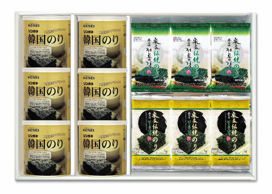 【ALLnet】2018宋家お歳暮-ソンガネ韓国のりセット(ソンガネ韓国のり6缶、宋家伝統のり緑2個、黄2個)