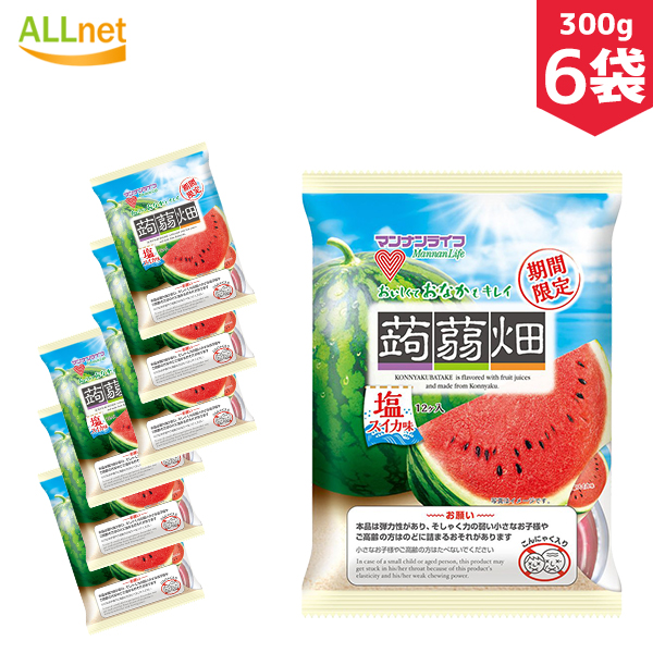 楽天市場 送料無料 マンナンライフ 蒟蒻畑 塩スイカ味 300g 25g 12個入 6袋セット ゼリー お菓子 オールネショップ