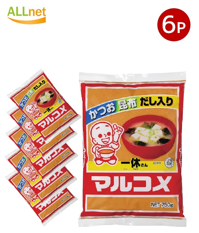【楽天市場】送料無料 マルコメ 一休さん 750g×6個セット マルコメ マルコメ君こしだし入り 味噌:オールネショップ