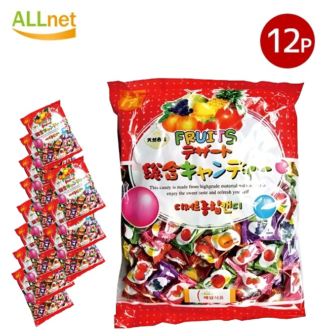 【送料無料】全８種 デザート 総合キャンディー 果物味 750g×12袋セット 業務用 果物飴 韓国お菓子 キャンディー 飴 韓国食品/お菓子/韓国飴/ 韓国キャンディー //韓国什錦水果糖 韓国お菓子レモン／ブドウ／リンゴ／イチゴ／オレンジ／スモモ／コーヒー／ミント