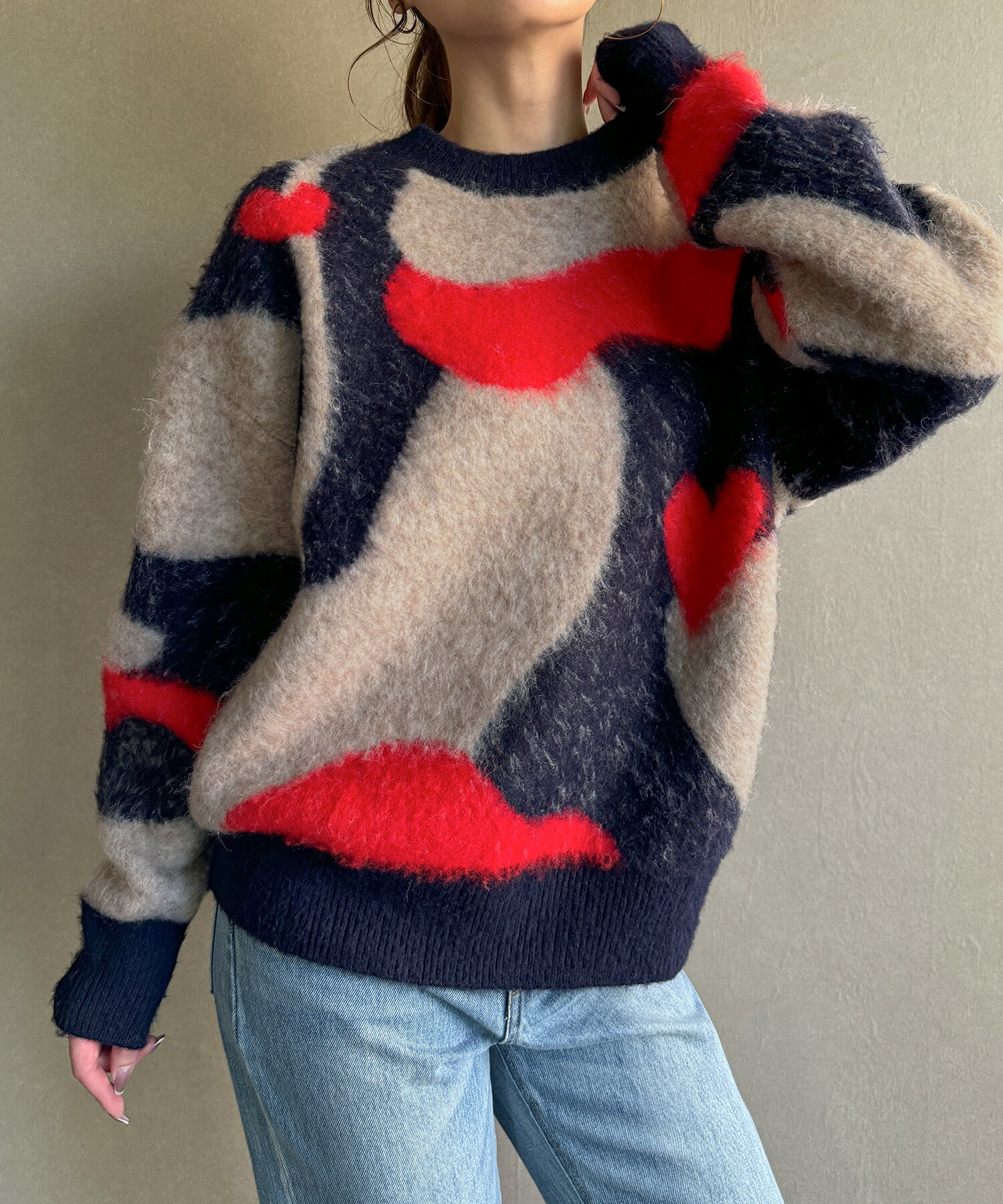楽天市場】Meiru【着丈が選べる】くま刺繍ケーブルニット