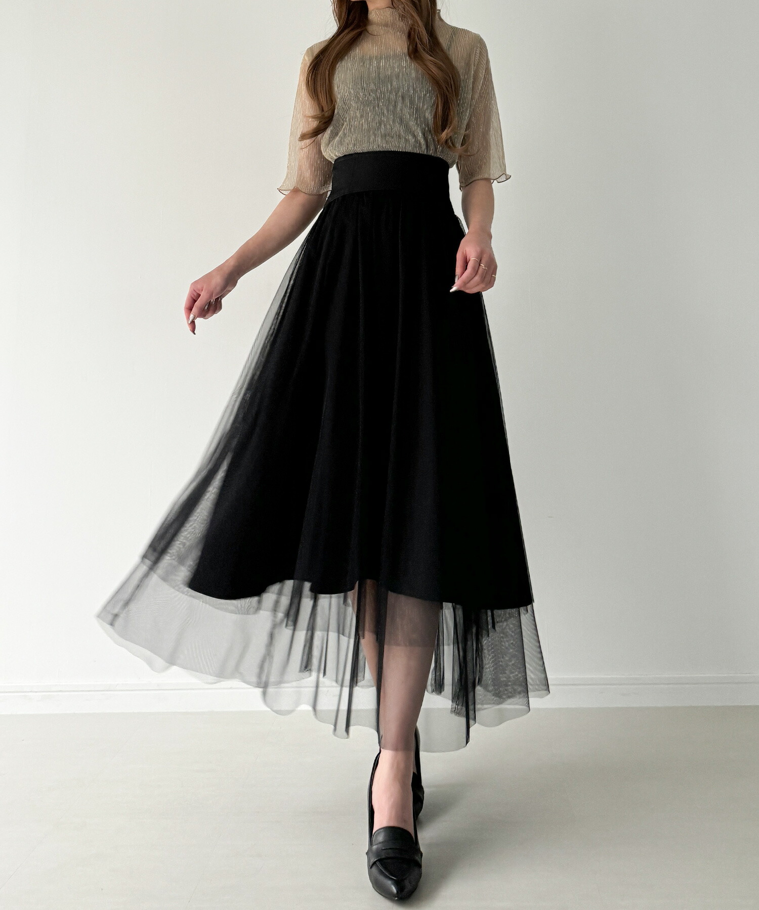 JUNOAH｜Louere ボトルネックニットドッキングワンピース【ペチ